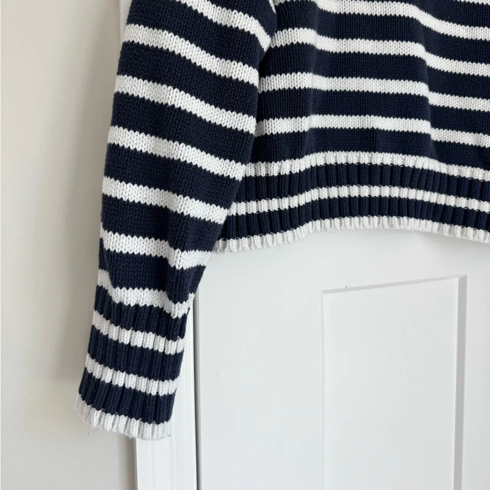 J. Crew Navy and White Striped Crewneck Sweater - Picture 3 of 5